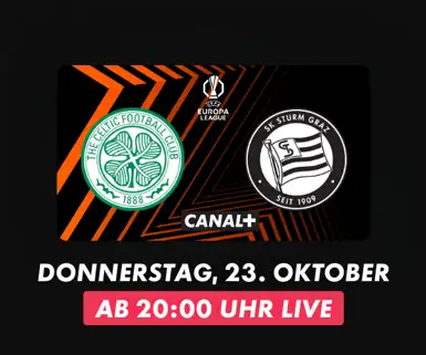 Europa League Matchbanner mit Teamlogos SK Rapid gegen Lech Poznan